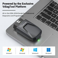 VDIAGTOOL D200 Bluetooth OBD2 Scanner – Advanced Full System Diagnostics, Full Active Tests, 26 Service Functions, J2534 Ready, Lifetime Free Update