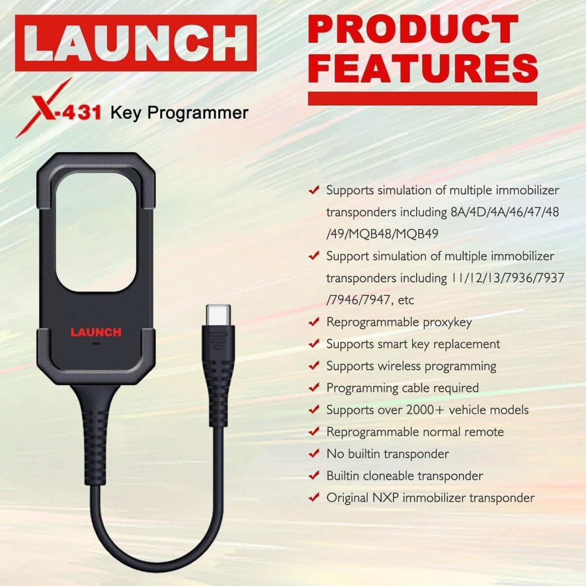 LAUNCH X431 Key Programmer Supports simulation of multiple immobilizer