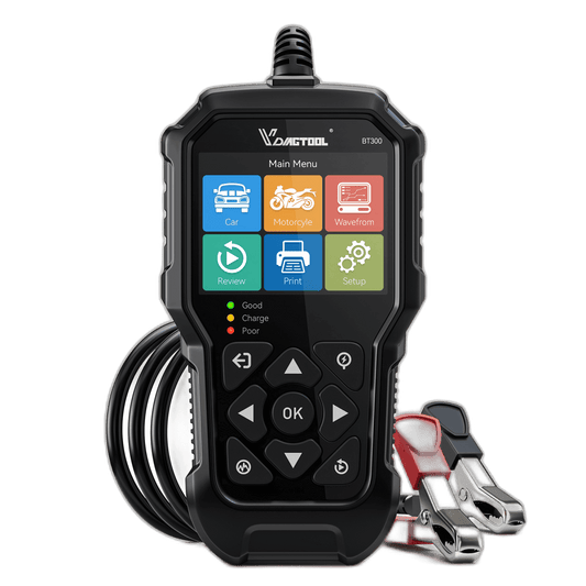 VDIAGTOOL BT300 6V/12V Battery Tester – Load, Cranking, Charging System Analyzer for Cars, Trucks, Motorcycles, Boats & More | 5-3000 CCA Support - ACARTOOL
