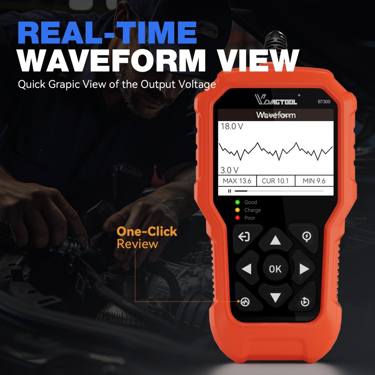 Vdiagtool Bt500 Battery Tester Real-time Waveform view