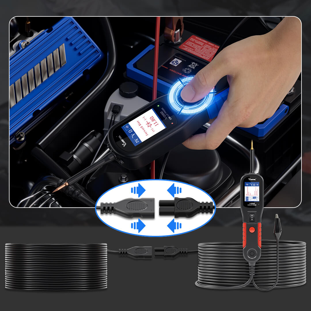 VDIAGTOOL V200 Power Circuit Probe Kit – Automotive Circuit Tester for 12V/24V Vehicles, AC/DC Voltage, Resistance, Diode, Relay & Fuse Test, 40FT Cable - ACARTOOL