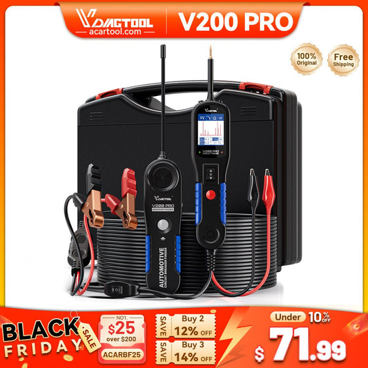 VDIAGTOOL V200Pro Circuit Probe Tester – 12V/24V Automotive Electrical Diagnostic Tool with Breaker Finder, Wire Tracer & 30PCS Back Probe Kit - Circuit Probe Tester