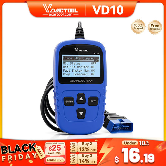VDIAGTOOL VD10 OBD2 Scanner – Code Reader for Check Engine Light, Live Data, I/M Readiness, Plug & Play Diagnostic Tool - Code Reader