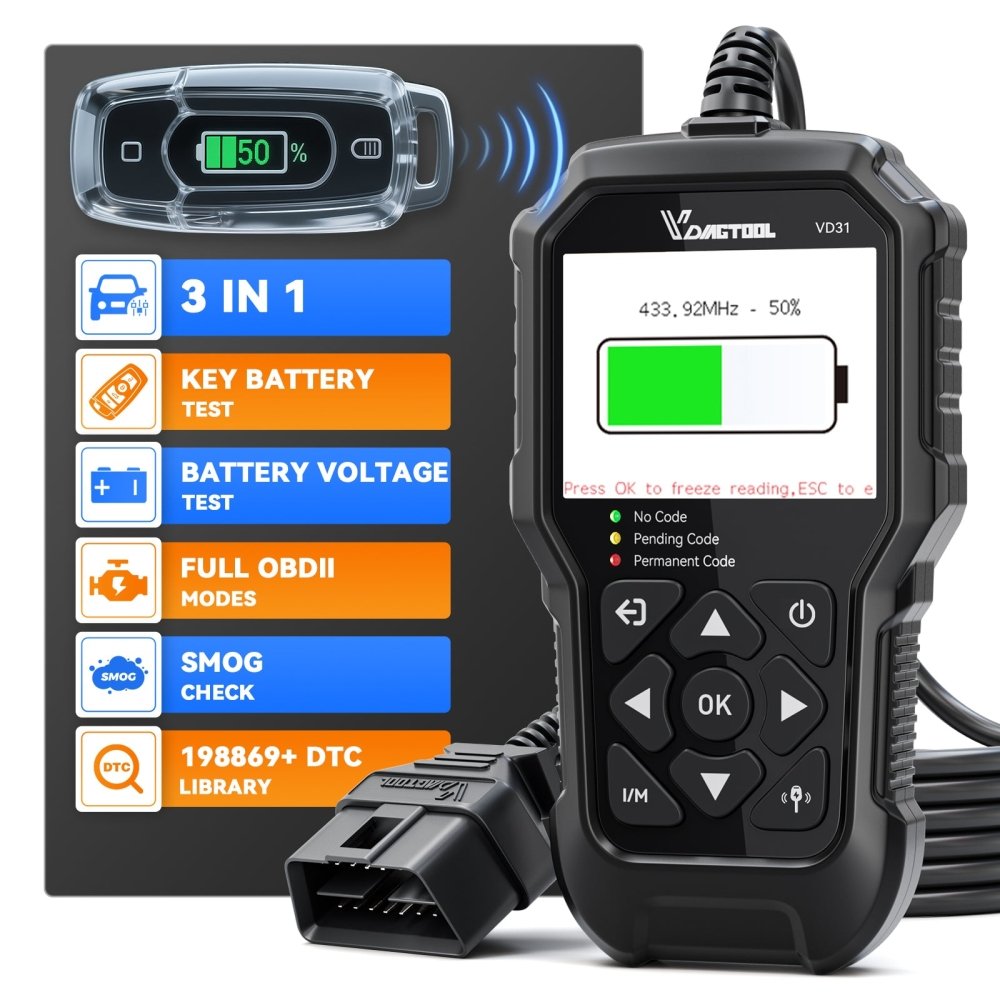 VDIAGTOOL VD31 OBD2 Scanner Key Battery Test