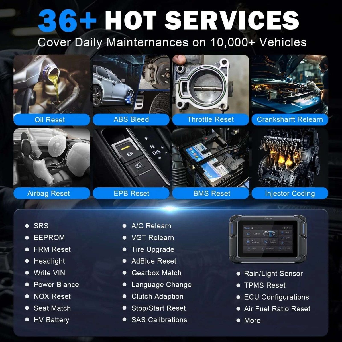 VDIAGTOOL VD70 Bi - Directional Scanner â ECU Coding, 36+ Reset Services, CAN FD & DoIP, Full System Diagnostics, 3 Years Free Updates - Car Diagnostic Tool