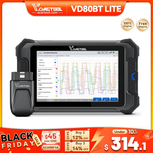 VDIAGTOOL VD80BT LITE – Bluetooth Bidirectional Car Diagnostic Scanner with ECU Programming, Full System Scan, 2 - Year Free Updates - Auto Diagnostic Tool