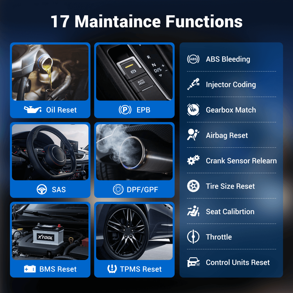 Vdiagtool D100 OBD2 Car Scanner 17 Maintaince Functions