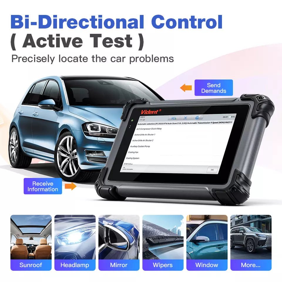 Vident iSmart800Pro Bi-Directional Full System OBD2 Scanner | 40+ Services | Key Programming | CAN FD & DoIP Support.