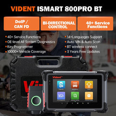 VIDENT iSmart800Pro BT Bluetooth OBD2 Scanner – 40+ Reset Functions, IMMO Key Programming, Bi-Directional Control, CAN FD & DoIP Support.