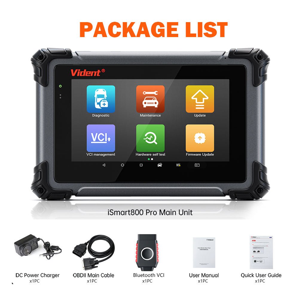VIDENT iSmart800Pro BT Bluetooth OBD2 Scanner – 40+ Reset Functions, IMMO Key Programming, Bi-Directional Control, CAN FD & DoIP Support.