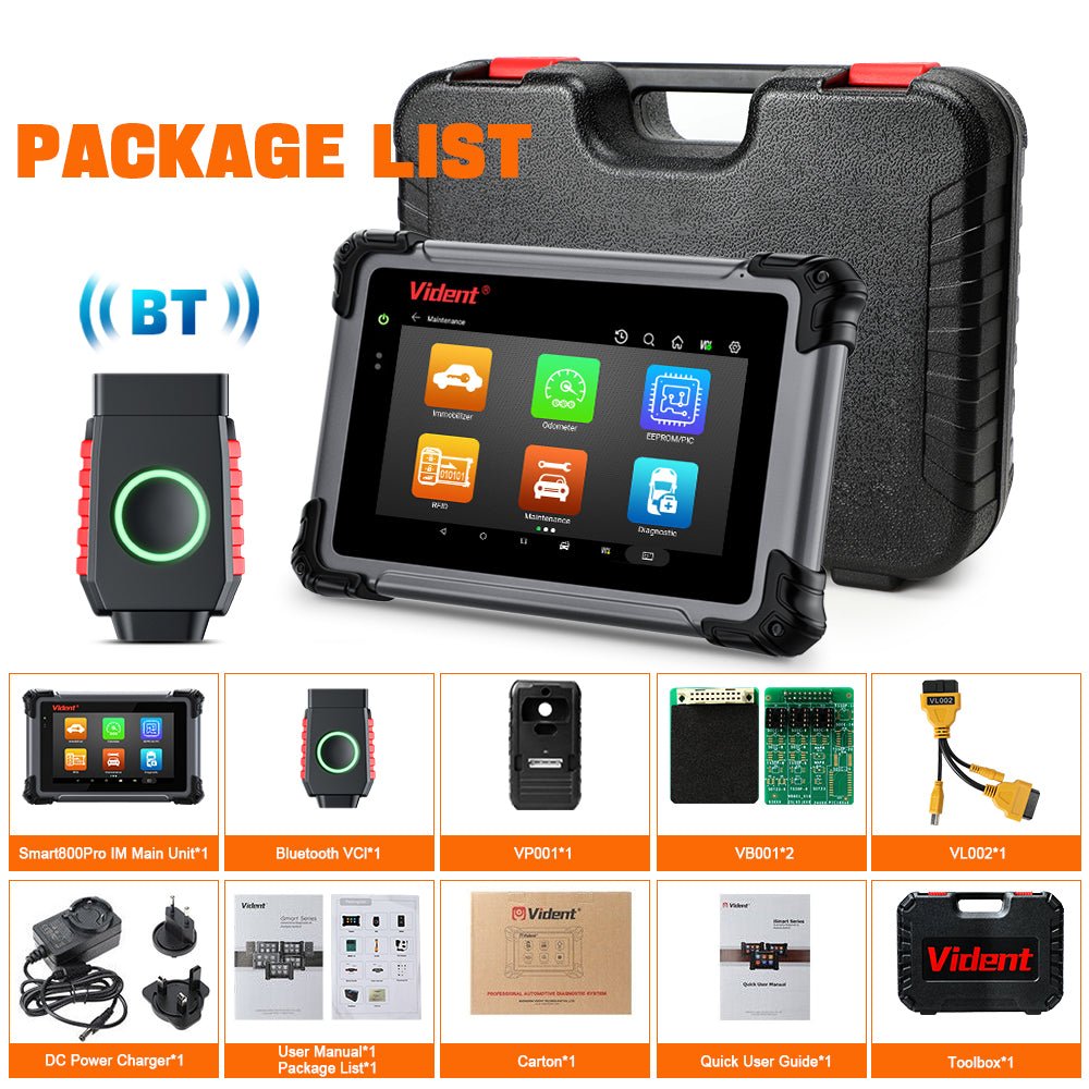 VIDENT iSmart800Pro IM – Key Programmer & Full-System Diagnostic Scanner with 40+ Special Functions, ECU Coding, IMMO, Bi-Directional Control.