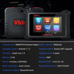 VIDENT ISMART810 Premium | Advanced Diagnostic Tool with ECU Coding, IMMO, 40+ Functions & Intelligent Topology | 3 Years Free Updates.