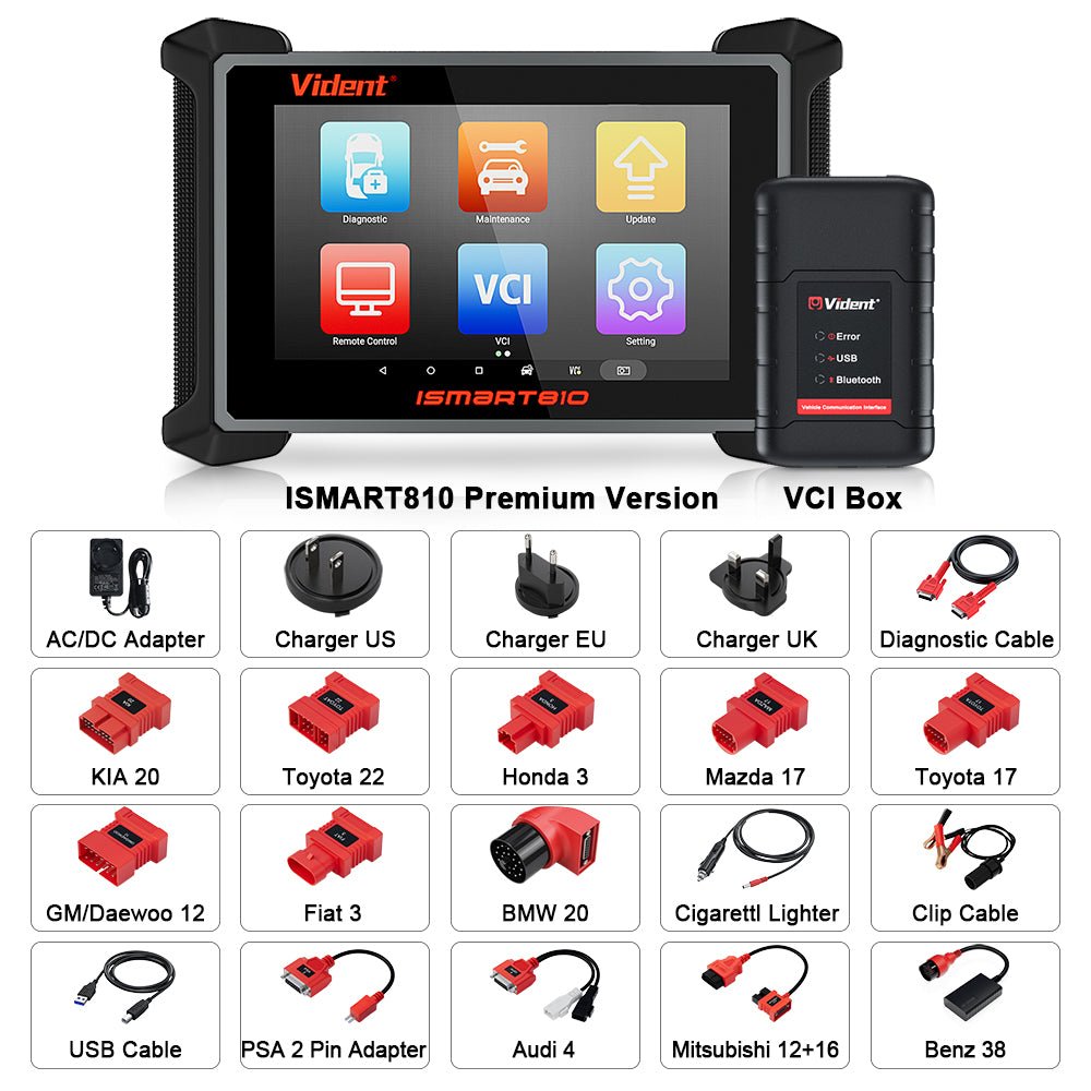 VIDENT ISMART810 Premium | Advanced Diagnostic Tool with ECU Coding, IMMO, 40+ Functions & Intelligent Topology | 3 Years Free Updates - Auto Diagnostic Tool