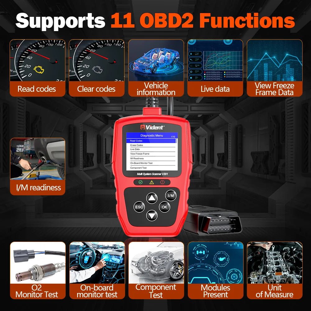 Vident V301 OBD2 Scanner – Full System Diagnostic Tool for VW/Audi/Skoda/SEAT & More (8 Reset Functions).
