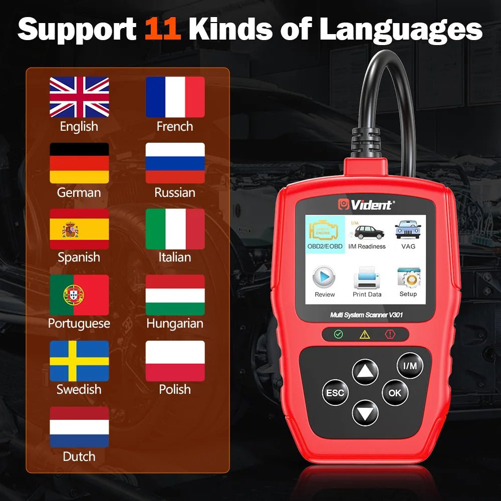 Vident V301 OBD2 Scanner – Full System Diagnostic Tool for VW/Audi/Skoda/SEAT & More (8 Reset Functions).