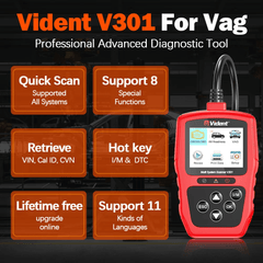 Vident V301 OBD2 Scanner – Full System Diagnostic Tool for VW/Audi/Skoda/SEAT & More (8 Reset Functions).