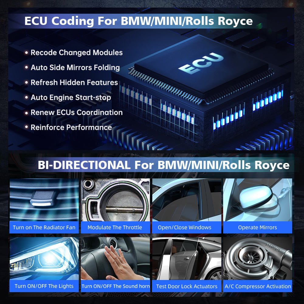 Vident V302 PRO Bi-Directional Full System Diagnostic Scanner for BMW – OBD2 Tool with Service Reset, Active Tests, and Lifetime Free Updates.