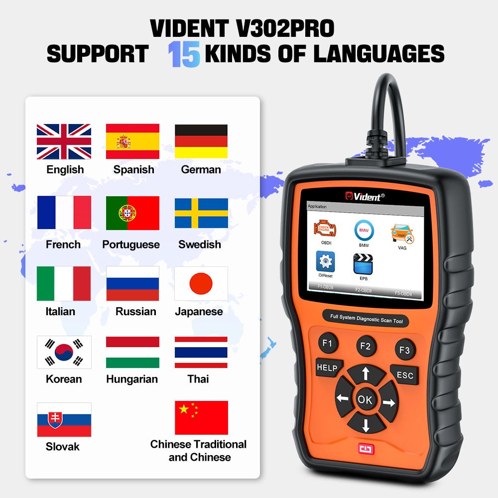 Vident V302 PRO Bi-Directional Full System Diagnostic Scanner for BMW – OBD2 Tool with Service Reset, Active Tests, and Lifetime Free Updates.
