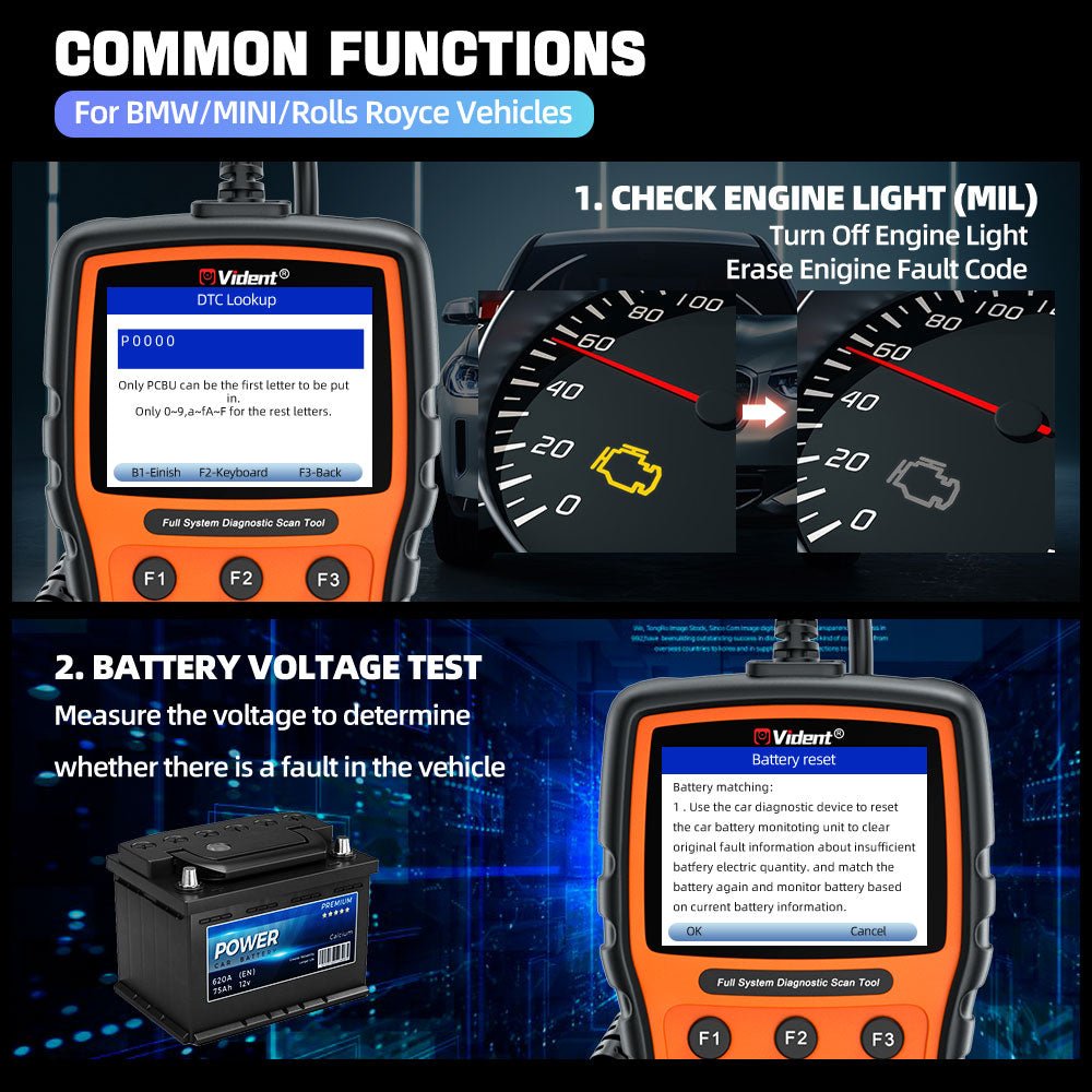 Vident V302 PRO Bi-Directional Full System Diagnostic Scanner for BMW – OBD2 Tool with Service Reset, Active Tests, and Lifetime Free Updates.