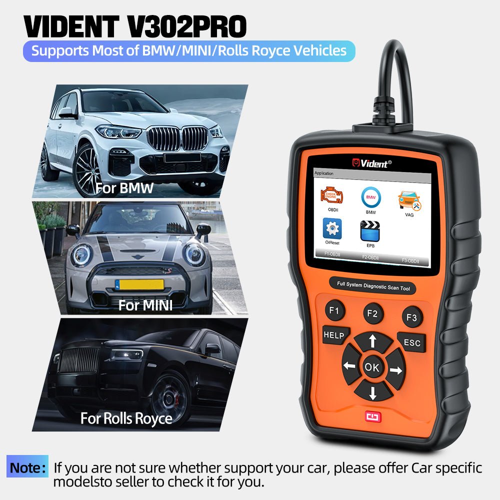 Vident V302 PRO Bi-Directional Full System Diagnostic Scanner for BMW – OBD2 Tool with Service Reset, Active Tests, and Lifetime Free Updates.