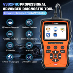 Vident V302 PRO Bi-Directional Full System Diagnostic Scanner for BMW – OBD2 Tool with Service Reset, Active Tests, and Lifetime Free Updates.