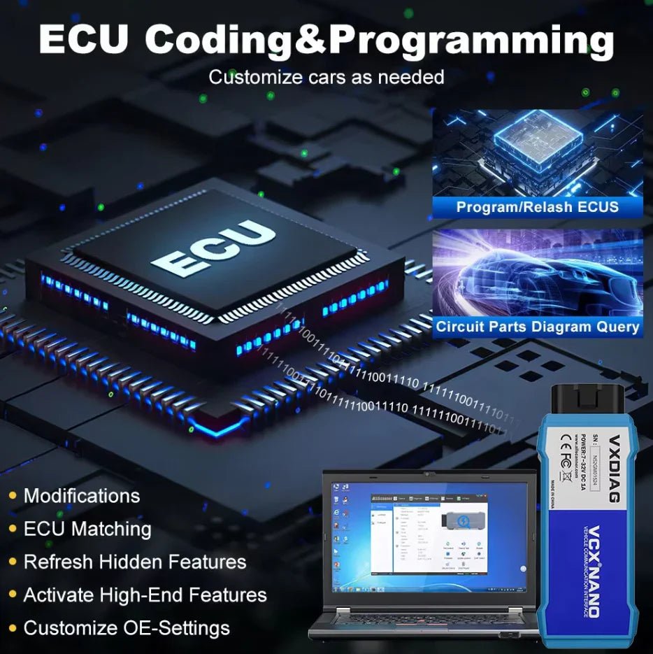 VXDIAG VCX NANO for GM – WiFi & USB | 2000–2025 All-System OBD2 Diagnostic & Programming Tool.