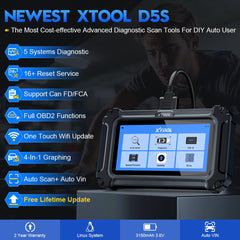 XTOOL D5S OBD2 Automotive Diagnostic Tool – 16+ Service Functions, CAN FD & FCA Support, Free Lifetime Update - ACARTOOL