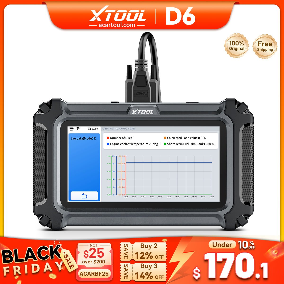 Black Friday Sale XTOOL D6 obd2 Scanner