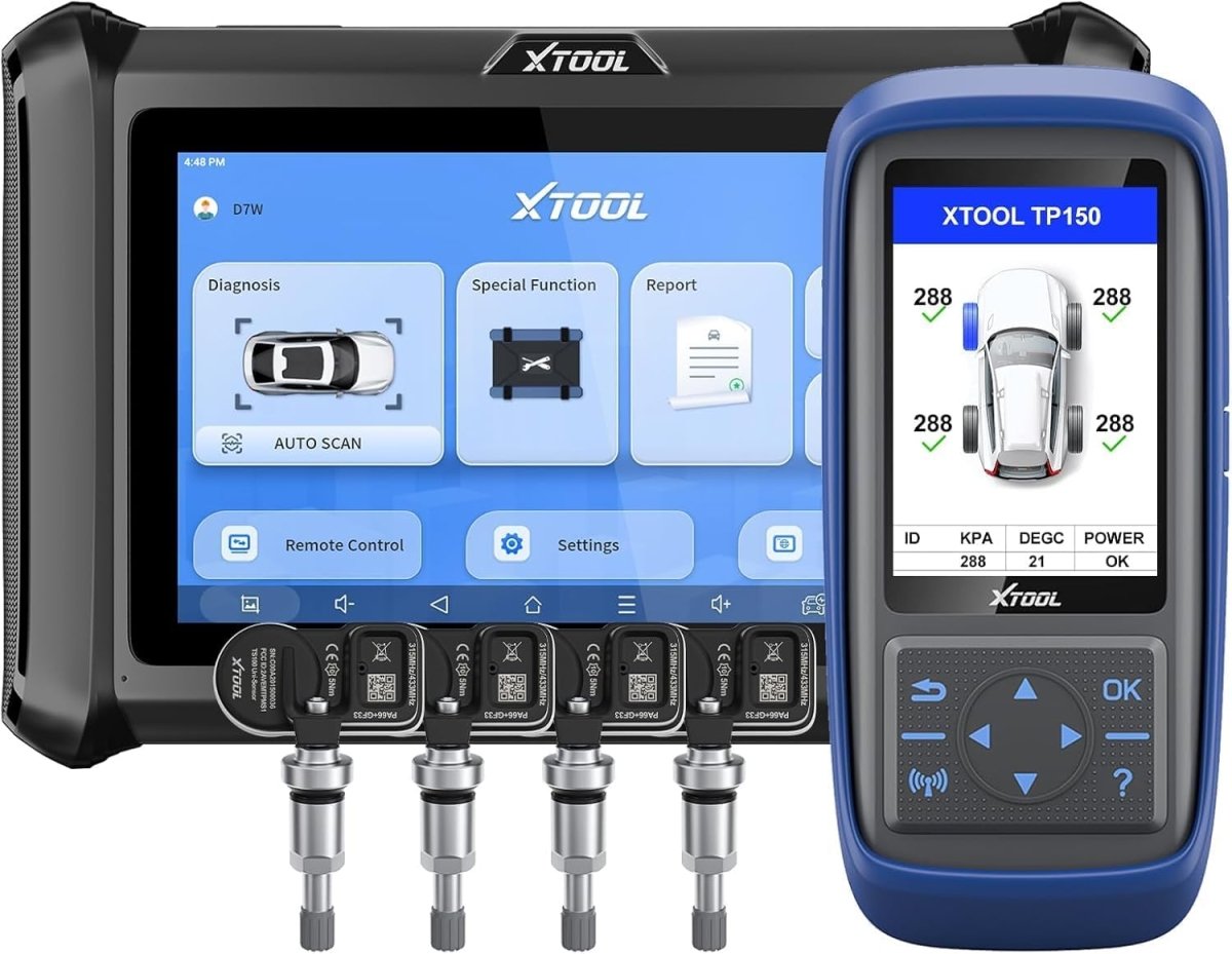 XTOOL D7W OBD2 Scanner with TP150 & TS100 Pro TPMS Sensors