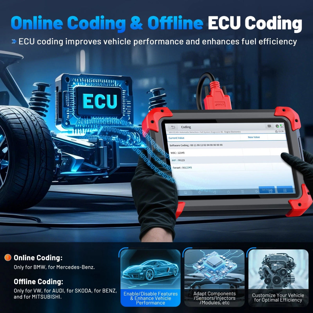 XTOOL D7X Obd2 Scanner ECU Coding & Online Coding
