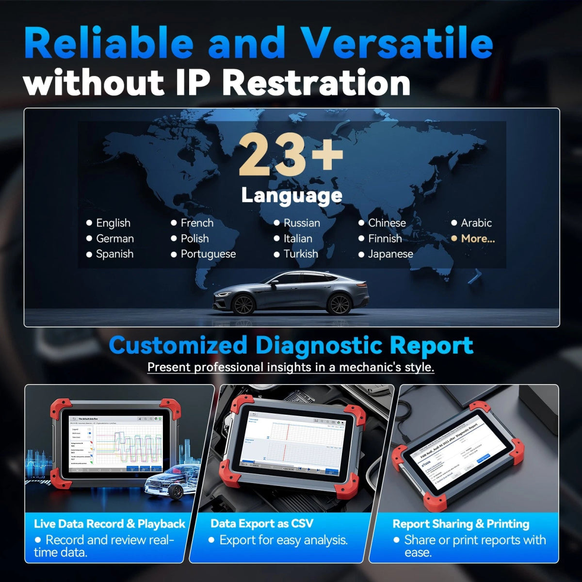 XTOOL D7X OBD2 SCANNER 23+LANGUAGES SUPPORT