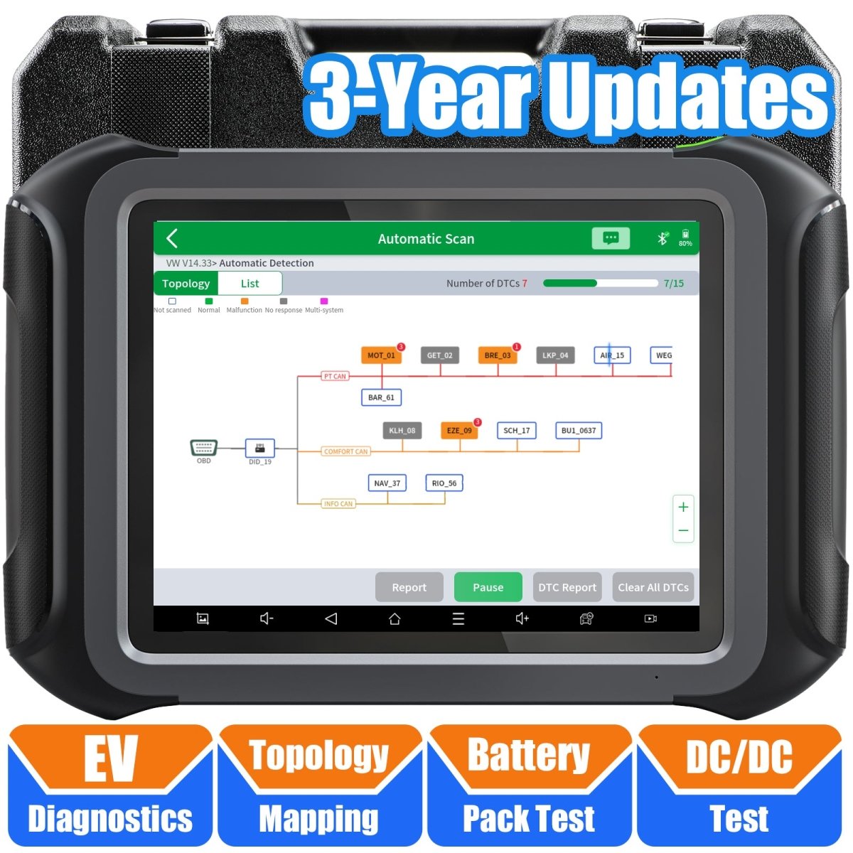 XTOOL D9EV | Automotive Diagnostic Scanner – High Voltage EV Battery Pack Analysis, ECU Coding, Bi - Directional Controls, 45+ Services, DoIP/CAN FD - EV Diagnostic Scanner