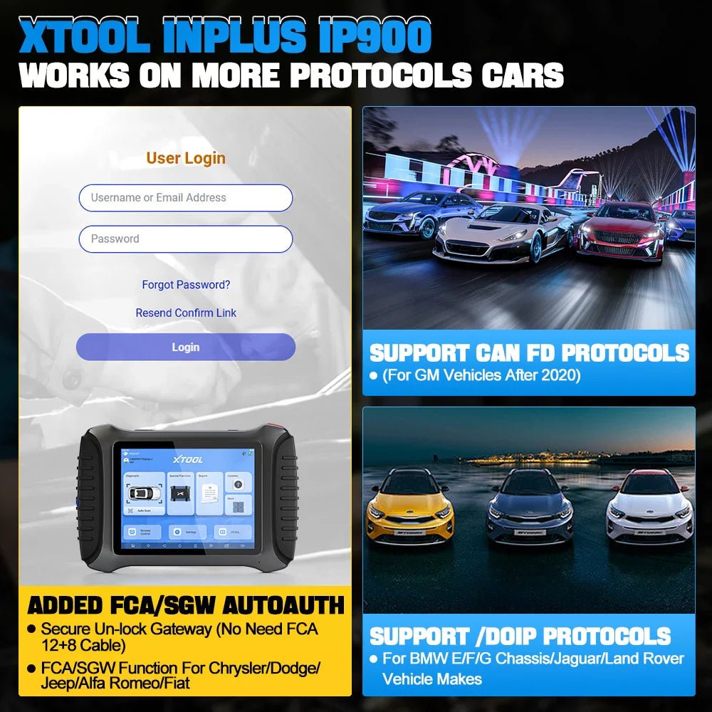 XTOOL InPlus IP900 – Advanced 8" Diagnostic Scanner with Online ECU Coding, FCA AutoAuth, IMMO & 38+ Reset Functions | 3-Year Updates - ACARTOOL