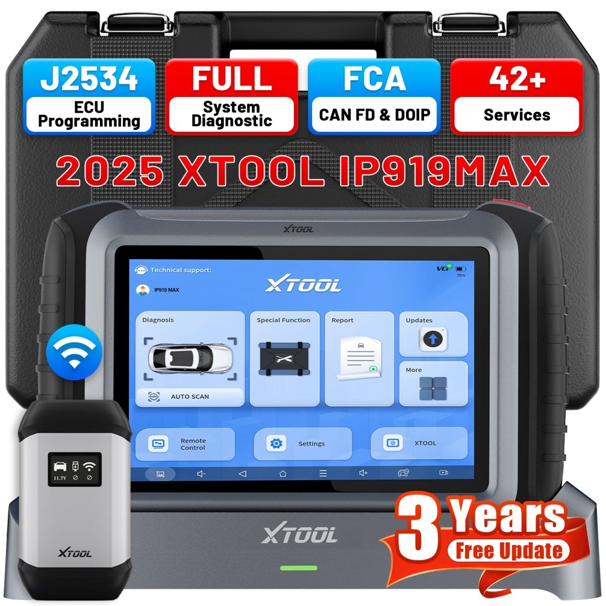XTOOL IP919 MAX 2025 J2534 ECU Programmer with CAN FD & DoIP Support - Car Diagnostic Tool