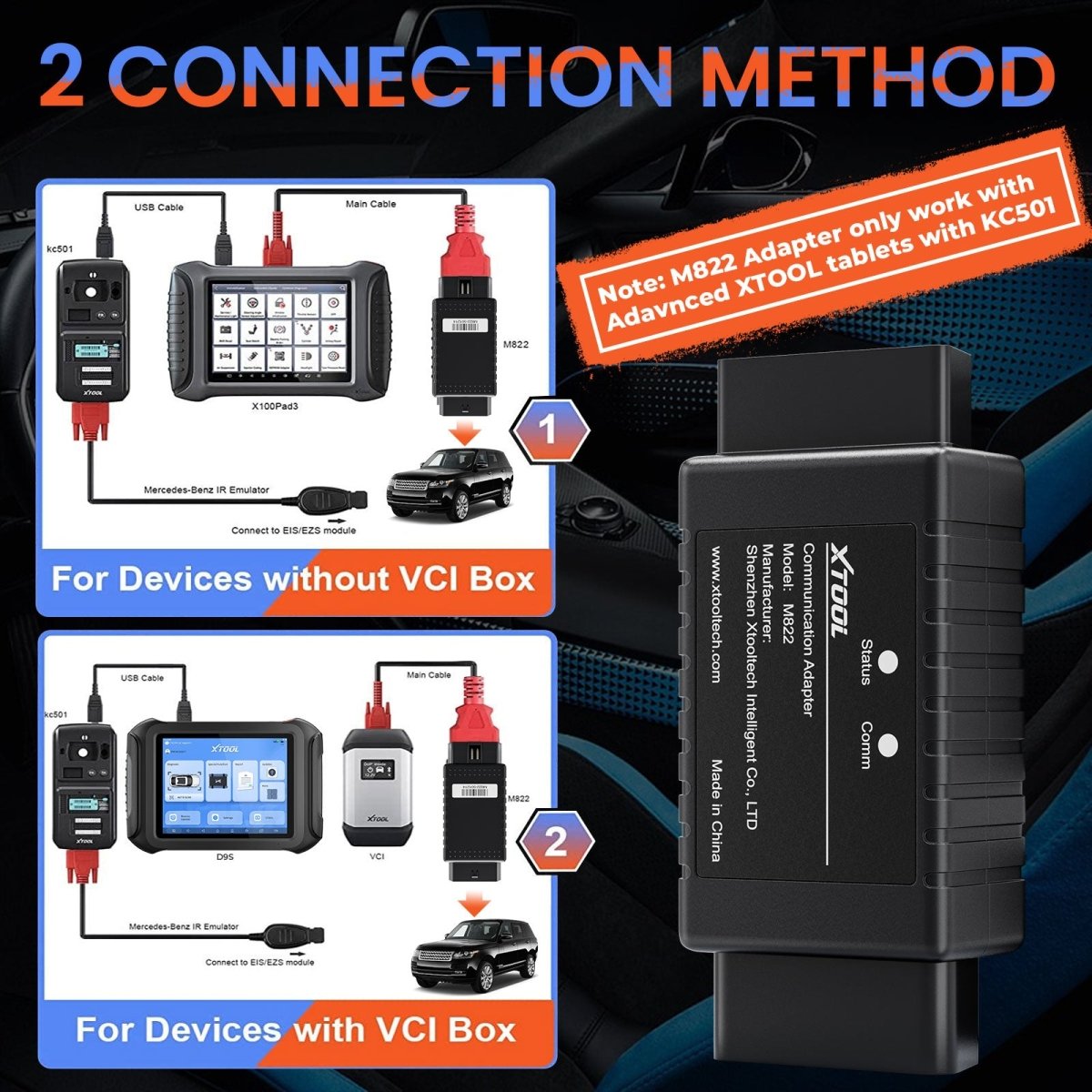XTOOL M822 Adapter – Fast & Efficient Toyota Key Programming Communication Adapter - Cable&Adapter