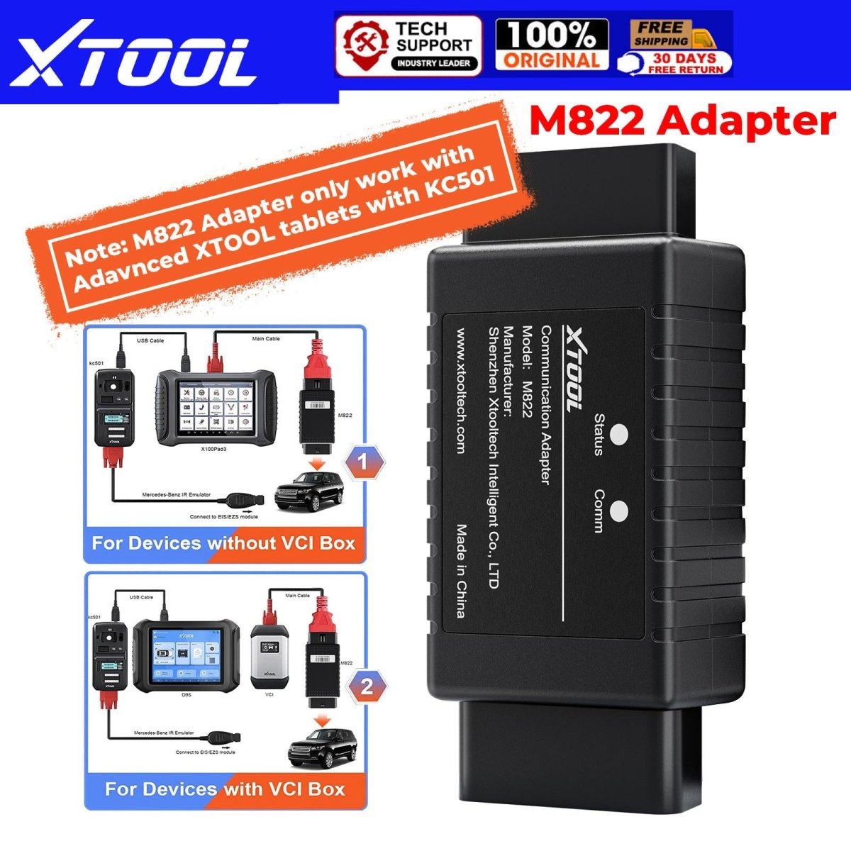 XTOOL M822 Adapter – Fast & Efficient Toyota Key Programming Communication Adapter - Cable&Adapter