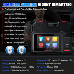 VIDENT iSmart810 OBD2 Diagnostic Tool with ECU Coding, Key Programming, 40+ Resets & Bi-Directional Control – 2025 Newest Automotive Scanner - ACARTOOL