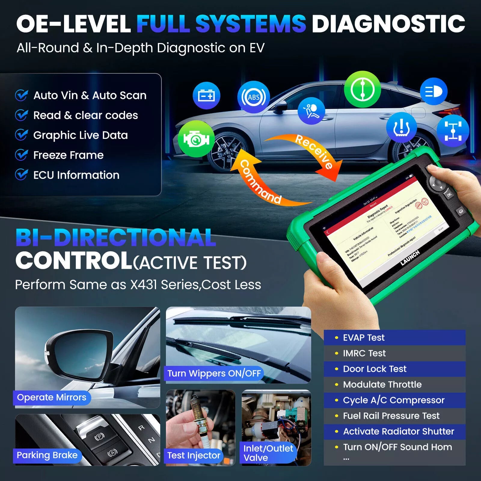 LAUNCH X431 CRP919 EV – Electric Vehicle Diagnostic Tool with ECU Coding, Active Tests & 43+ Reset Services - ACARTOOL