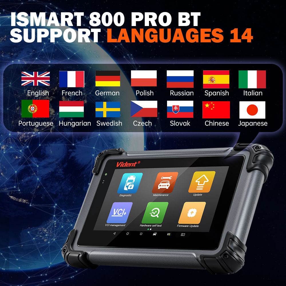 VIDENT iSmart800Pro BT Bluetooth OBD2 Scanner – 40+ Reset Functions, IMMO Key Programming, Bi-Directional Control, CAN FD & DoIP Support - ACARTOOL