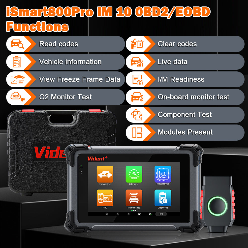 VIDENT iSmart800Pro IM – Key Programmer & Full-System Diagnostic Scanner with 40+ Special Functions, ECU Coding, IMMO, Bi-Directional Control - ACARTOOL
