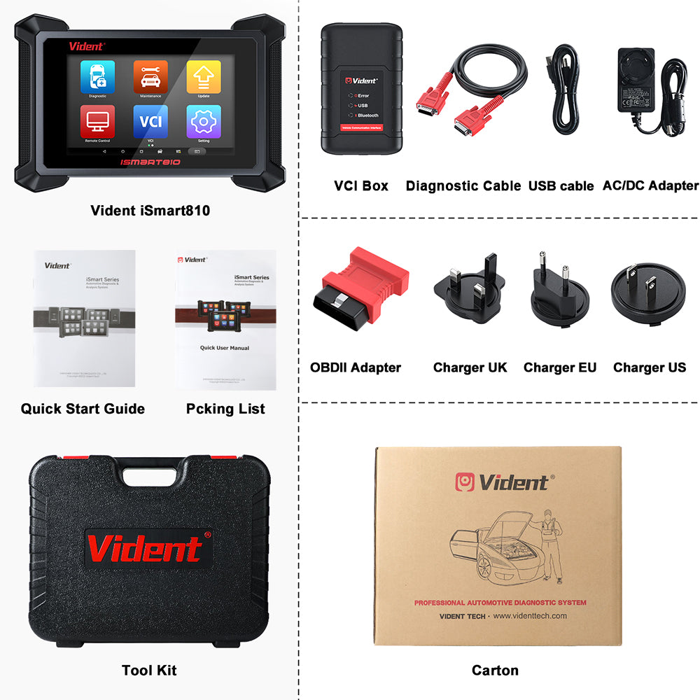 VIDENT iSmart810 OBD2 Diagnostic Tool with ECU Coding, Key Programming, 40+ Resets & Bi-Directional Control – 2025 Newest Automotive Scanner - ACARTOOL