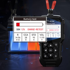 VDIAGTOOL BT300 6V/12V Battery Tester – Load, Cranking, Charging System Analyzer for Cars, Trucks, Motorcycles, Boats & More | 5-3000 CCA Support - ACARTOOL