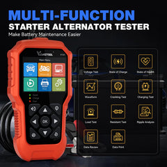 VDIAGTOOL BT500 Battery Tester – 6V/12V/24V | 5-3000 CCA Load & Charging System Analyzer for Car, Truck, Motorcycle, Boat, SUV, ATV - ACARTOOL