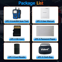 Vident iLink304 4-System OBD2 Scanner with Oil Reset, EPB, Throttle Relearn, SAS, BMS, Full OBDII Functions – Lifetime Free Updates.
