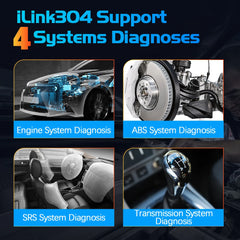 Vident iLink304 4-System OBD2 Scanner with Oil Reset, EPB, Throttle Relearn, SAS, BMS, Full OBDII Functions – Lifetime Free Updates.