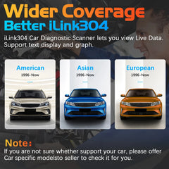 Vident iLink304 4-System OBD2 Scanner with Oil Reset, EPB, Throttle Relearn, SAS, BMS, Full OBDII Functions – Lifetime Free Updates.
