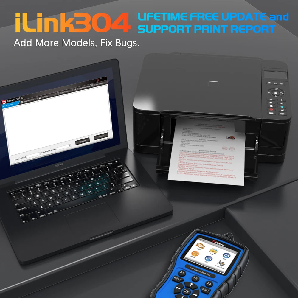 Vident iLink304 4-System OBD2 Scanner with Oil Reset, EPB, Throttle Relearn, SAS, BMS, Full OBDII Functions – Lifetime Free Updates.