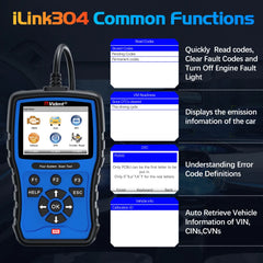 Vident iLink304 4-System OBD2 Scanner with Oil Reset, EPB, Throttle Relearn, SAS, BMS, Full OBDII Functions – Lifetime Free Updates.
