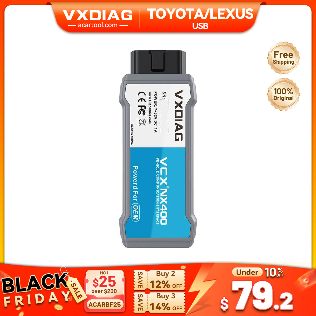 VXDIAG VCX NANO for Toyota & Lexus (2000–2025) | USB Diagnostic & ECU Programming Tool