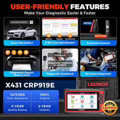 LAUNCH X431 CRP919E Elite 2025 OBD2 Scanner, Bidirectional Tool w/ ECU Coding, 35+ Services, CAN FD & DoIP, FCA AutoAuth, Full System Diagnosis.